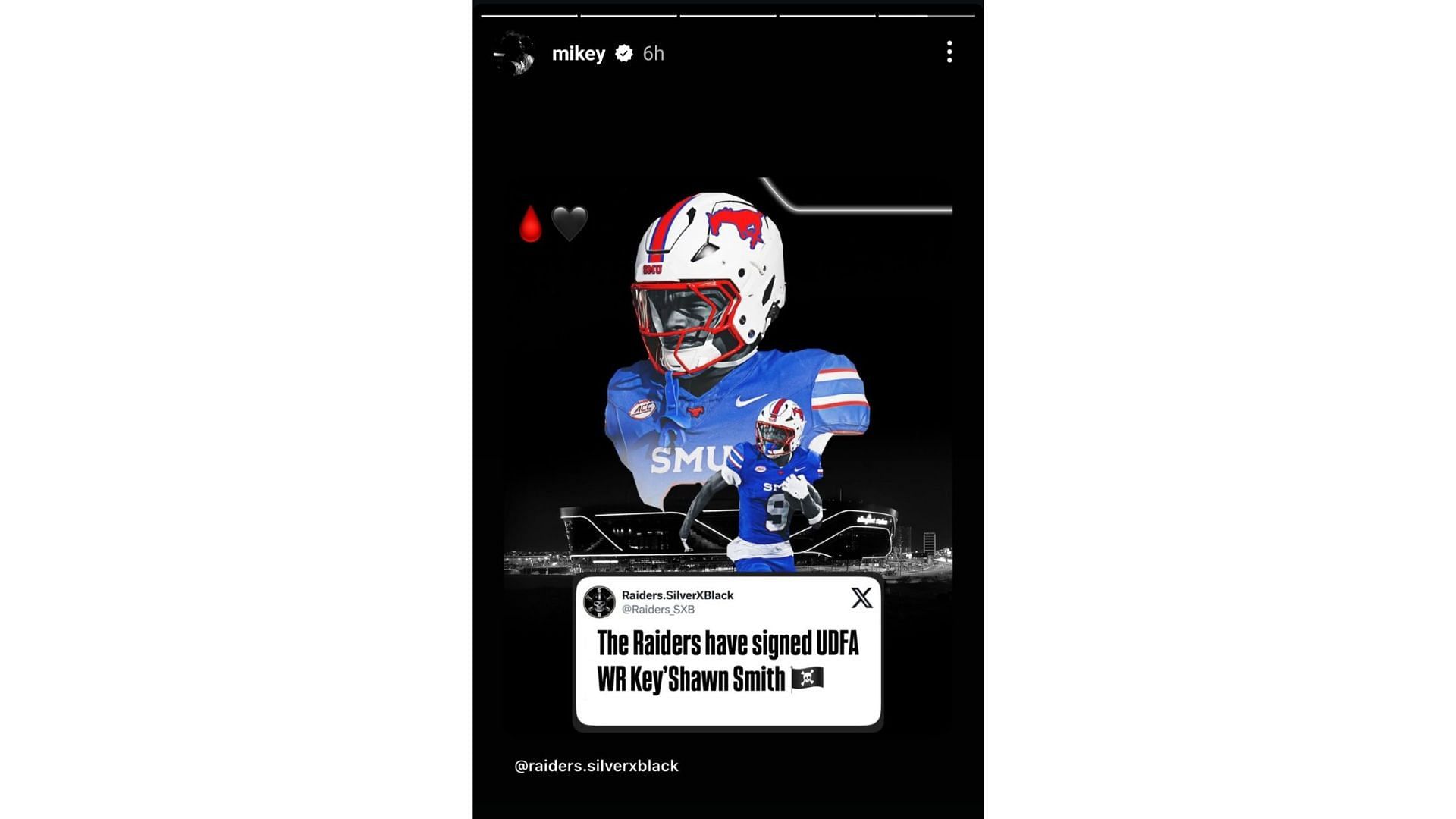 Sacramento State commit Mikey Williams reacted to Key'Shawn Smith signing with the Las Vegas Raiders on his Instagram story. Source: Instagram/@mikey